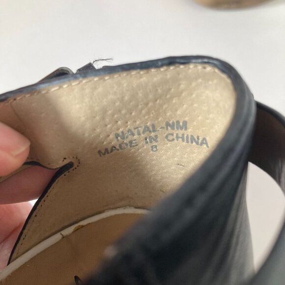 Womens Neiman Marcus Natal NM Leather Peep Toe Strap Back 3 Toned 4" Heels Brown - Picture 10 of 10